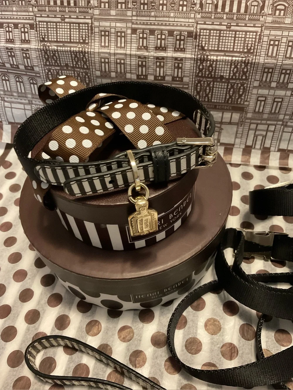 EUC Henri Bendel Pet Set - Collar, Harness and Leash